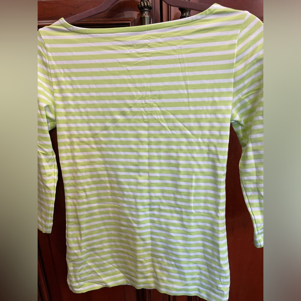 Vineyard Vines Green and White Long Sleeve Tee